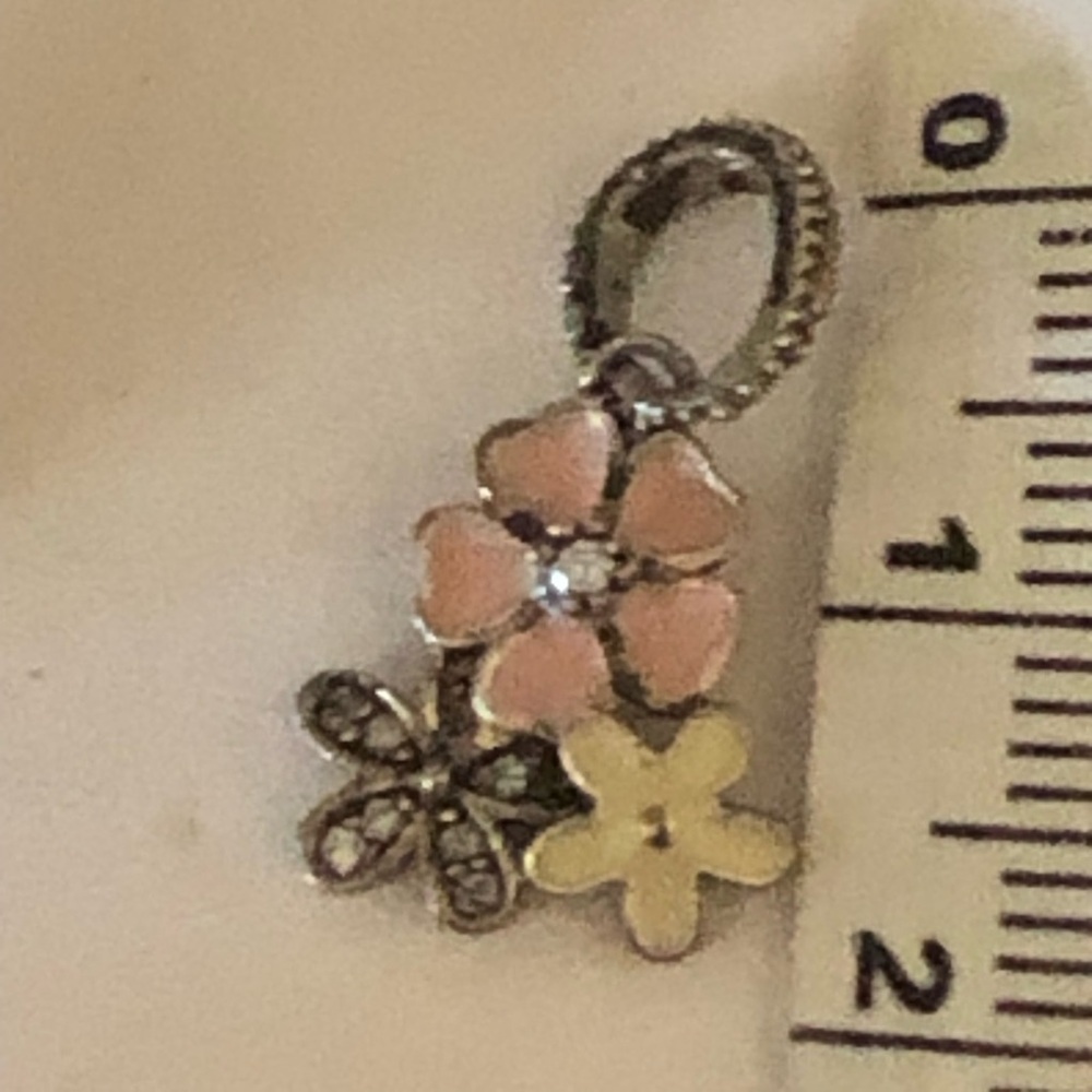 NEW 925 Silver and Enamel Flowers Charm/Pendant - Picture 8 of 10